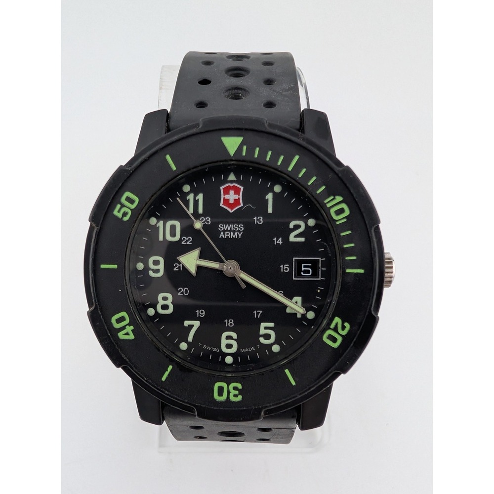 Vintage Swiss Army Striker Watch Men 40mm Case Black Band- New Battery